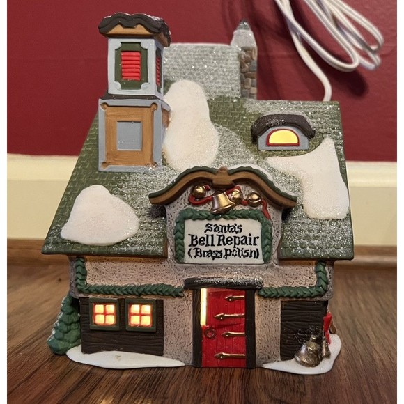 Dept 56 North Pole Village Lighted Bldg 56389 "Santa's Bell Repair" Retired - Picture 1 of 7